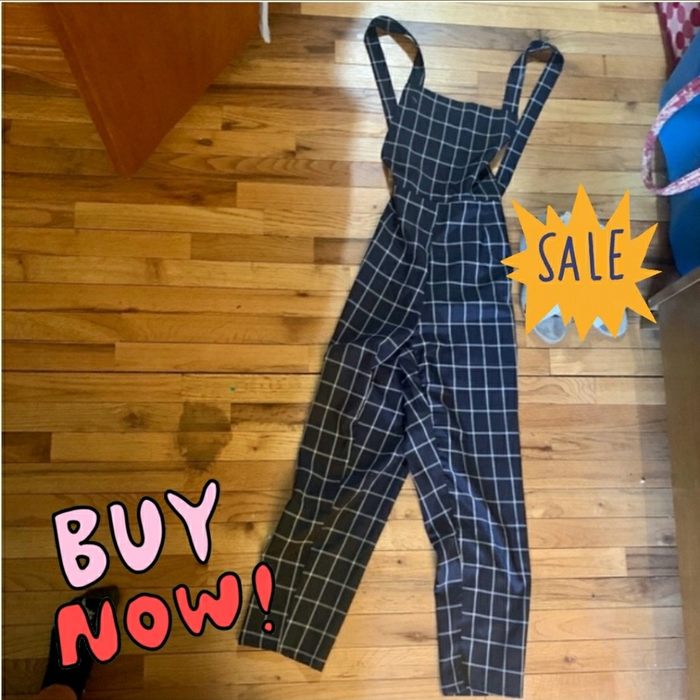 Charlotte Russe navy and white jumpsuit